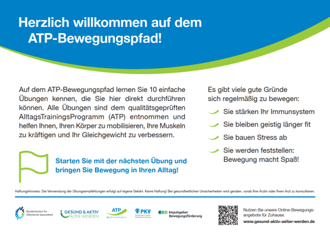 Bewegungspfad AlltagsTrainingsProgramm (ATP) - Starttafel Bewegungspfad AlltagsTrainingsProgramm (ATP) - Ansicht Starttafel