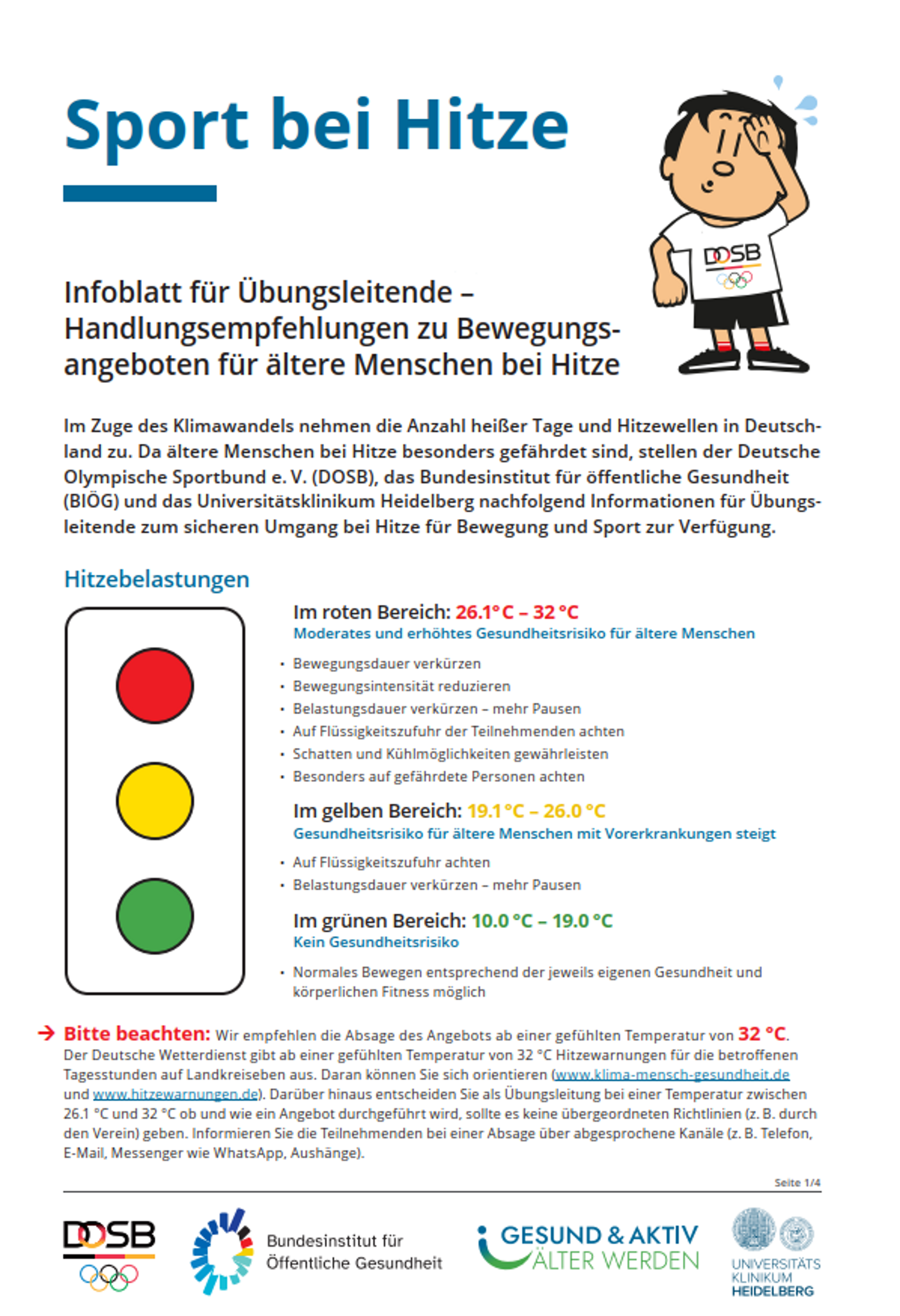 Sport bei Hitze - Infoblatt für Übungsleitende Cover Sport bei Hitze - Infoblatt für Übungsleitende