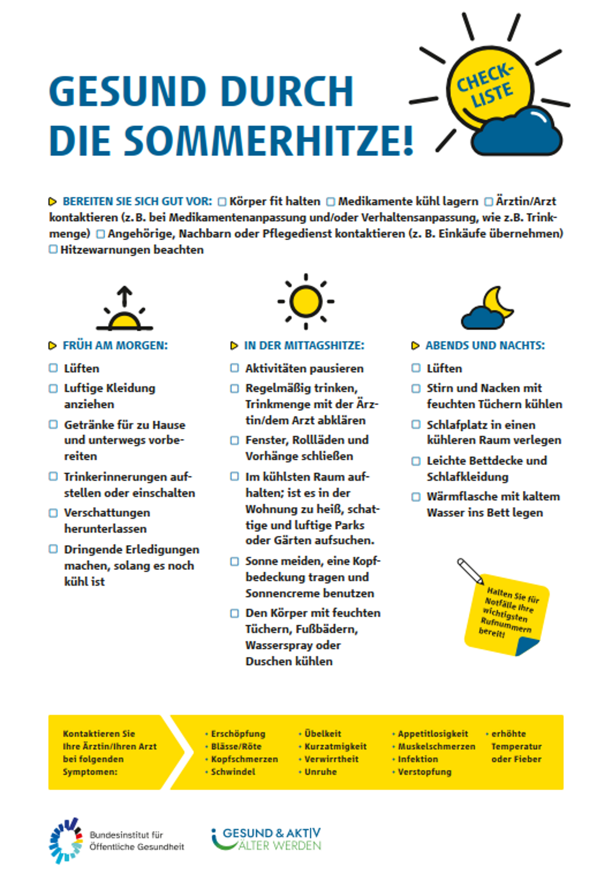 Checkliste: Gesund durch die Sommerhitze Download: Checkliste - Gesund durch die Sommerhitze