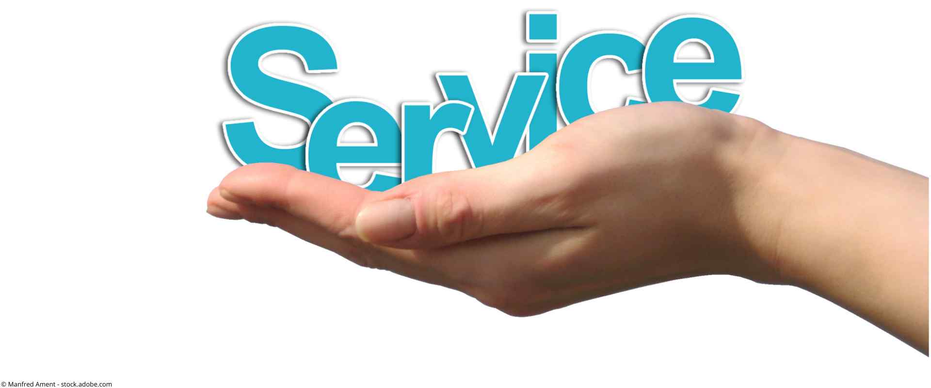 Service Hand hält das Wort Service